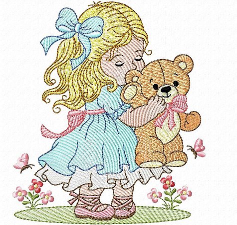 Matriz Bordado Crianças Vintage Com Ursinho Para Fralda