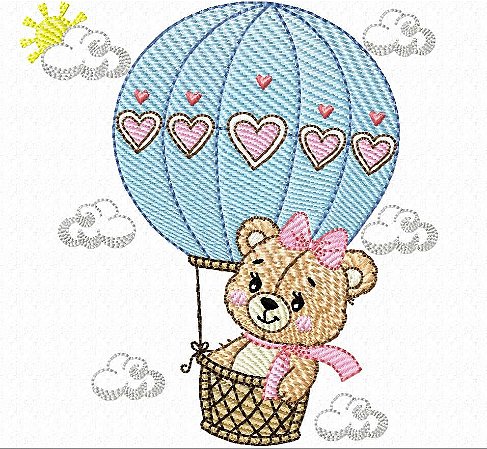 Matriz Bordado Ursinha Voando Para Fralda E Quadrinho