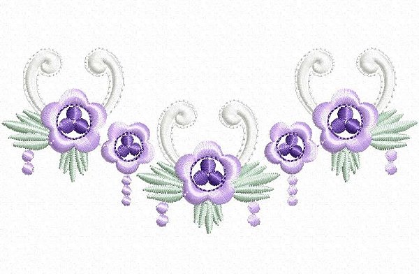 Matriz Bordado Toalha E Lavabo Florzinha Lilás