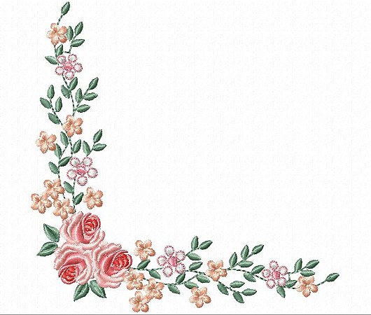 Matriz Bordado Lindos Cantos Florais Para Guardanapo
