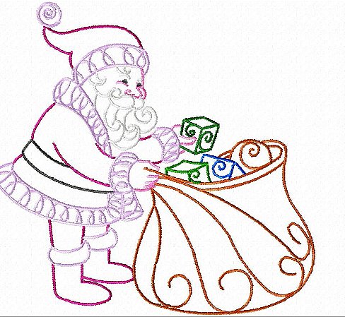 Matriz Bordado Natal Papai Noel Contorno