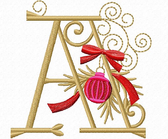 Matriz Bordado Alfabeto Natal Com Arabesco