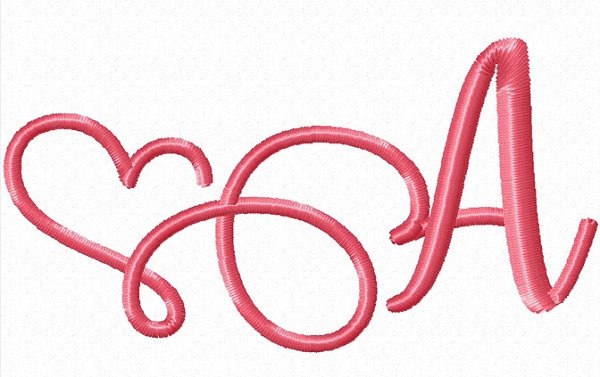 Matriz Bordado Alfabeto Cursivo Com Coração