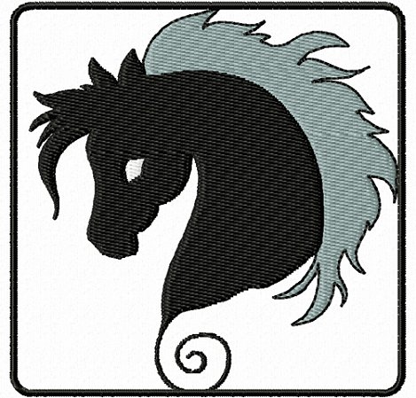 Matriz Bordado Lindos Cavalos Negros Na Moldura