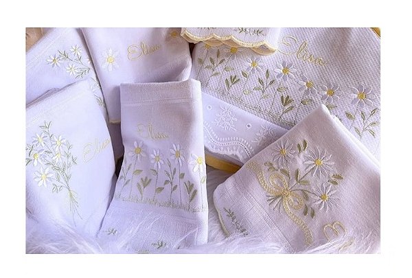 Matriz Bordado Coleção Margaridas Para Enxoval E Lavabo