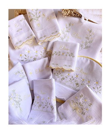 Matriz Bordado Coleção Margaridas Para Enxoval E Lavabo