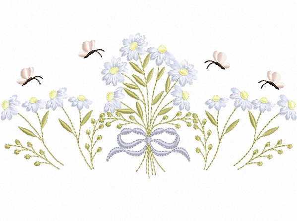 Matriz Bordado Coleção Margaridas Para Enxoval E Lavabo