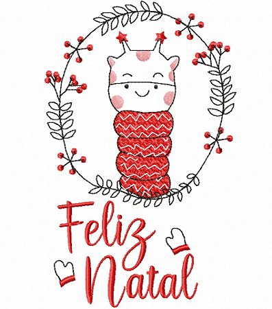 Matriz Bordado Natal Animais Na Moldura Contorno