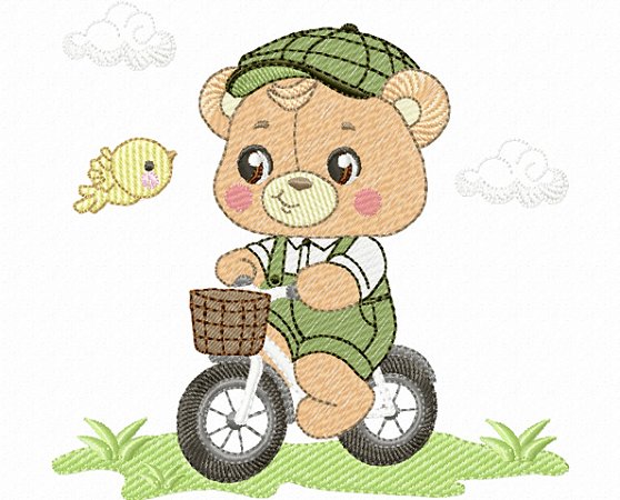 Matriz Bordado Ursinho No Jardim Para Fralda