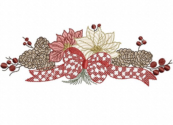 Matriz Bordado Natal Barrado Para Pano De Prato E Lavabo