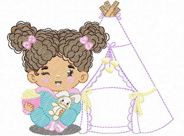 Matriz Bordado Menina Na Festa Do Pijama