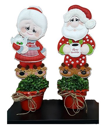 Matriz Bordado Natal Enfeite De Mesa Papai E Mamãe Noel