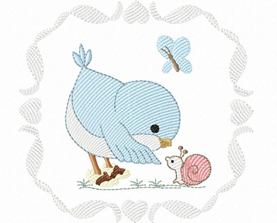 Matriz Bordado Passarinhos Delicados No Jardim