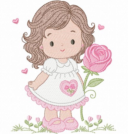 Matriz Bordado Lindas Meninas No Jardim Para Fralda