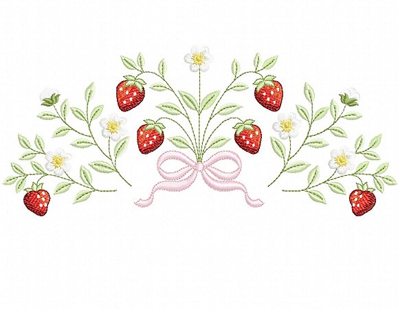 Matriz Bordado Morangos Delicados Para Toalha E Lavabo