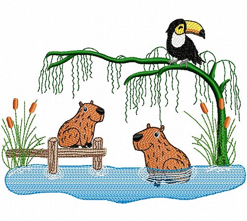 Matriz Bordado Capivara E Amigos