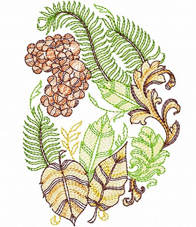 Matriz Bordado Flores E Folhagens Delicadas