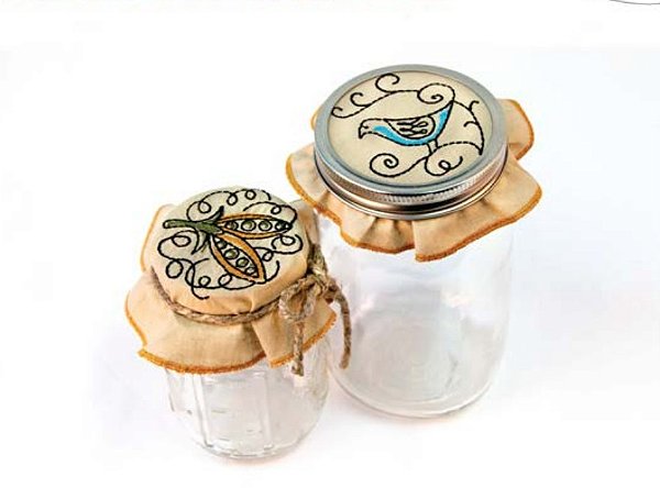 Matriz Bordado Cozinha Capa Para Potes Branco