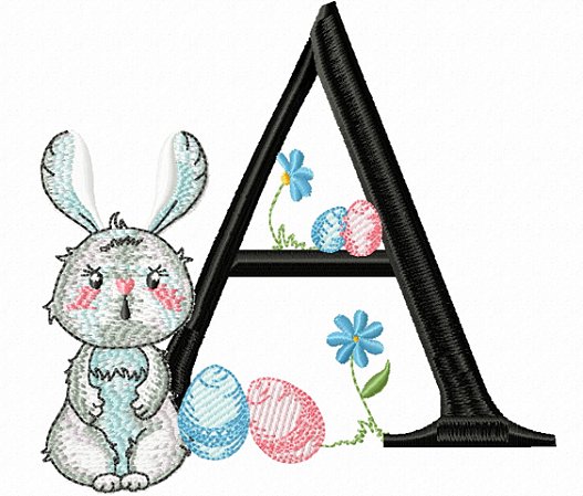 Matriz Bordado Alfabeto Páscoa Coelhinho E Ovinhos