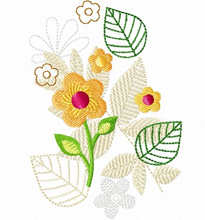 Matriz Bordado Conjunto Floral Delicado Alegre