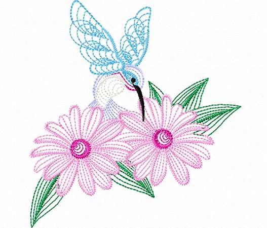 Matriz Bordado Margaridas Coloridas Delicadas