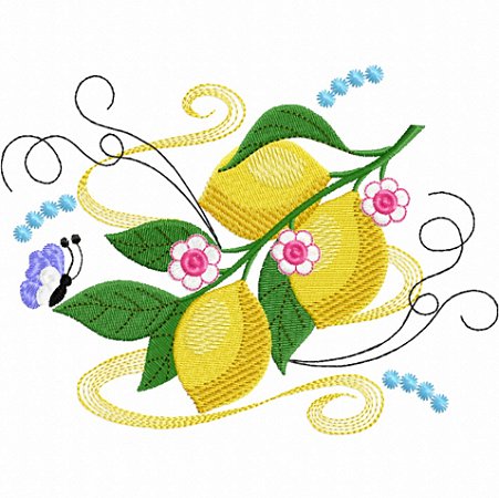 Matriz Bordado Pano De Prato Frutinhas Com Borboleta