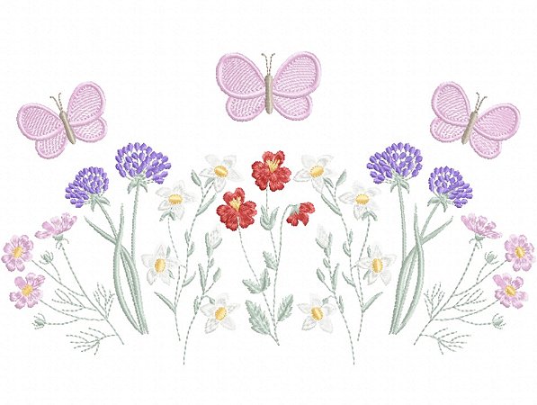 Matriz Bordado Toalha E Lavabo Jardim Com Florzinhas