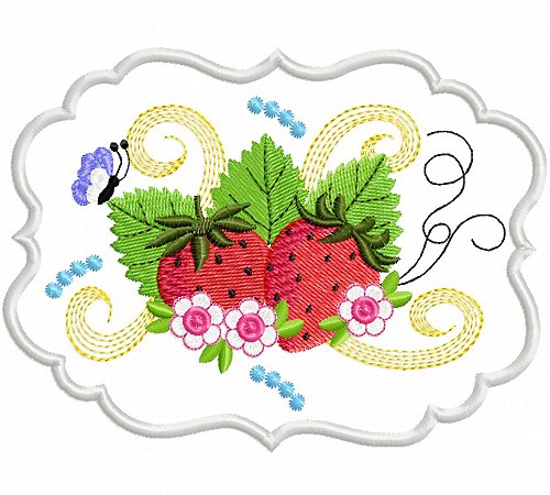 Matriz Bordado Pano De Prato Moldura Aplique Com Frutas