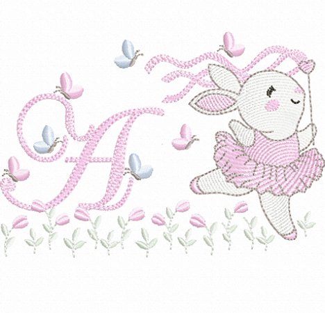 Matriz Bordado Alfabeto Coelhinha Bailarina