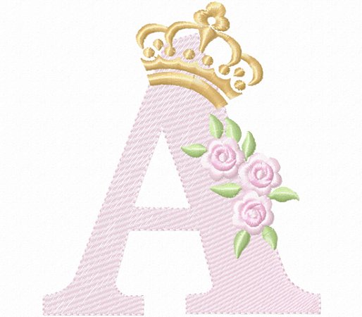 Matriz Bordado Alfabeto Coroa Com Florzinhas Delicadas
