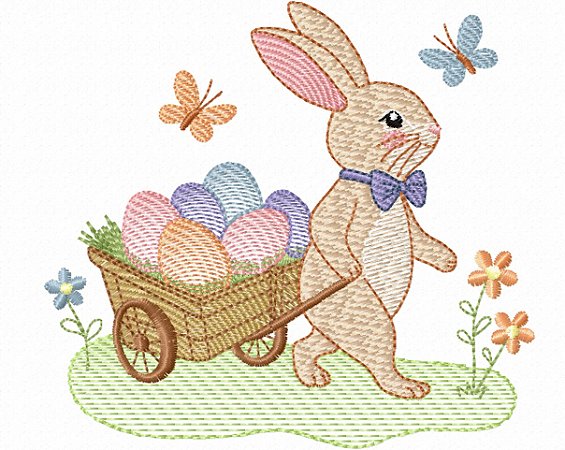 Matriz Bordado Páscoa Coelhinho No Jardim Lindo