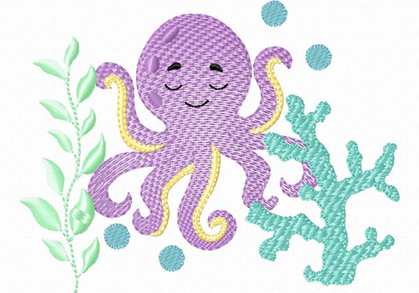 Matriz Bordado Fundo Do Mar Com Algas Para Fralda