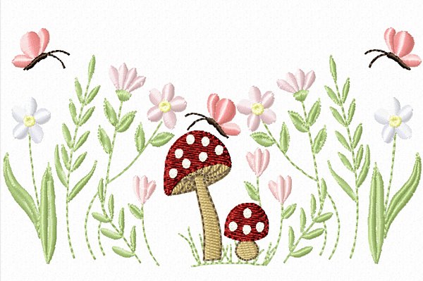 Matriz Bordado Pano De Prato Coleção Cogumelos