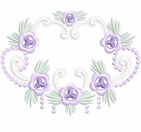 Matriz Bordado Toalha E Lavabo Com Florzinhas Lilás Delicada