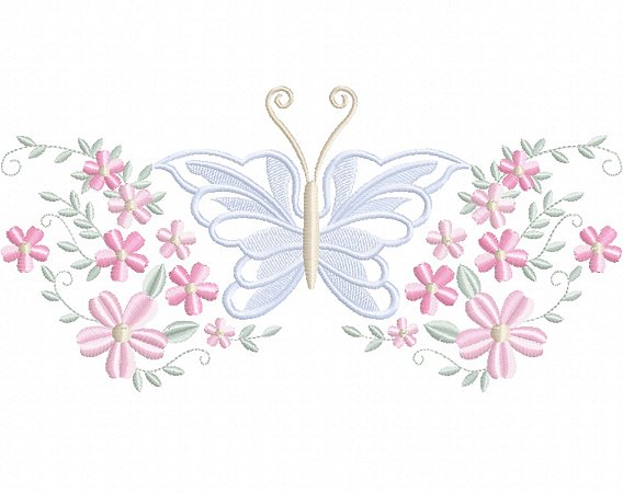 Matriz Bordado Toalha E Lavabo Florzinhas Com Borboleta