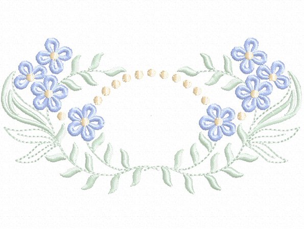 Matriz Bordado Toalha E Lavabo Raminhos Com Florzinha Azul