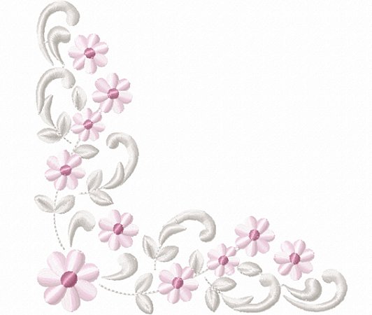 Matriz Bordado Cantos Com Flores Para Guardanapo
