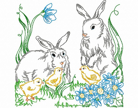 Matriz Bordado Páscoa Contorno Colorido