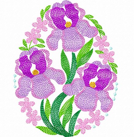 Matriz Bordado Arranjo Floral Rippled