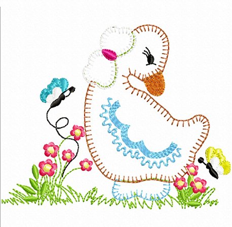 Matriz Bordado Pano De Prato Caseado Galinha E Patinha
