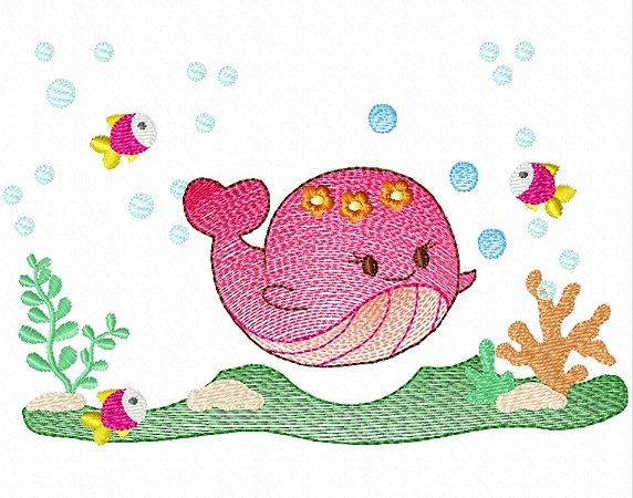 Matriz Bordado Fundo Do Mar Feliz Para Fralda