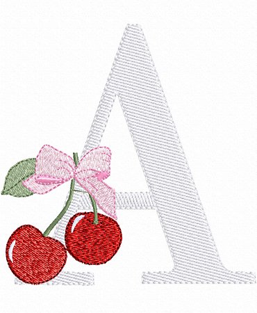 Matriz Bordado Alfabeto Cereja Com Lacinho