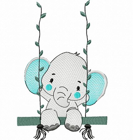 Matriz Bordado Elefantinhos No Balanço Para Fralda