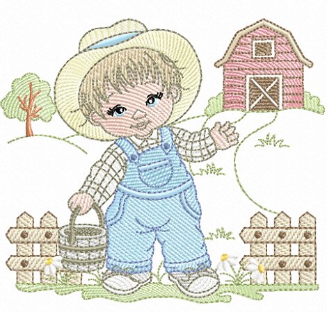 Matriz Bordado Menininho Feliz Na Fazenda