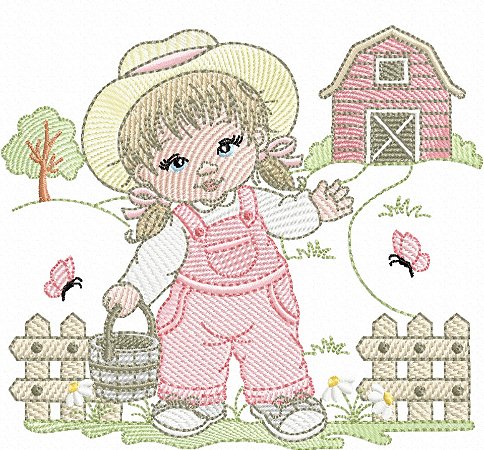 Matriz Bordado Menininha Feliz Na Fazenda