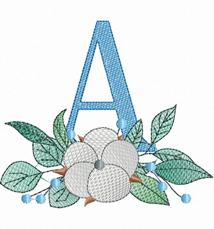 Matriz Bordado Alfabeto Linda Flor Branca