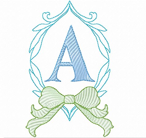 Matriz Bordado Alfabeto Moldura Em Arabesco Com Laço