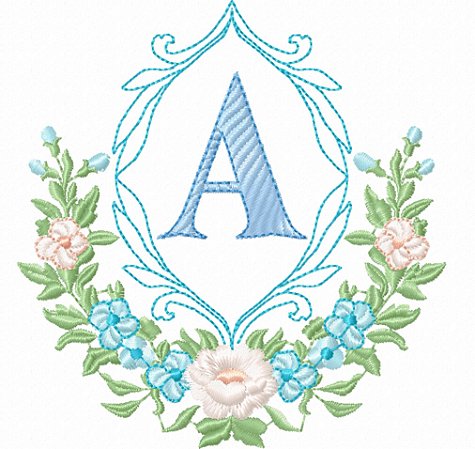 Matriz Bordado Alfabeto Moldura Floral Arabesco
