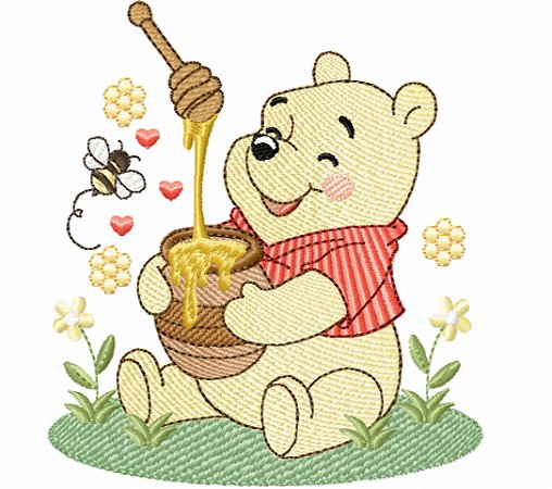 Matriz Bordado Pooh Brincando Com Amigos Para Fralda