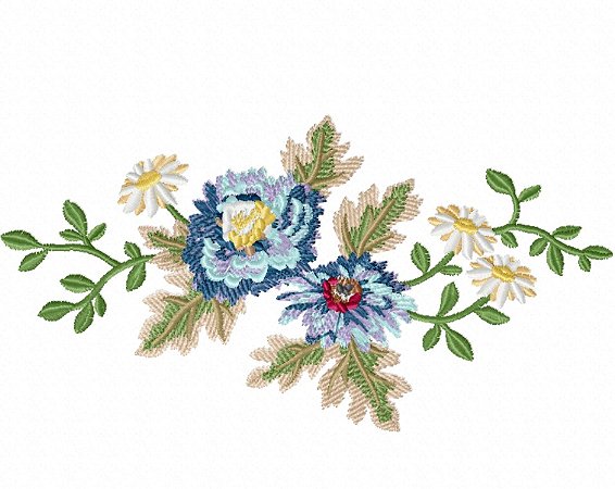 Matriz Bordado Toalha E Lavabo Barrado Com Flores Delicado